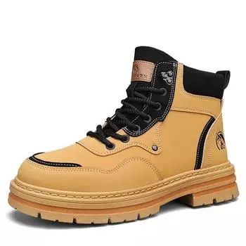 Высокие ботинки Мужская кожаная обувь Модные мотоциклетные ботинки для мужчин Зимние ботинки Мужская обувь Ботинки на шнуровке Hombre 39