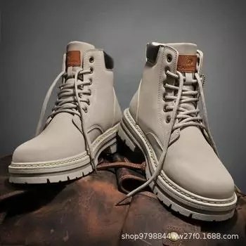 Высокие ботинки, мужская кожаная обувь, модные мотоциклетные ботильоны в стиле милитари, мужские зимние ботинки, мужская обувь на шнуровке, Botas Hombre 39