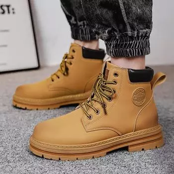 Высокие ботинки, мужская кожаная обувь, модные мотоциклетные ботильоны в стиле милитари, мужские зимние ботинки, мужская обувь на шнуровке, Botas Hombre 39