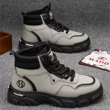 Высокие ботинки мужские туфли осень весна новые мужские туфли все британские ветры толстая подошва короткие ботинки H824 39 жёлтый