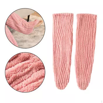 Высокие до колена пушистые носки, тапочки, флисовые теплые женские гетры до бедра 21cmx80cm фиолетовый