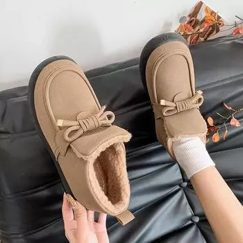 Высокие хлопковые тапочки для женщин зимой, новый стиль верхней одежды, сумка и домашняя теплая, нескользящая, водонепроницаемая хлопковая обувь для женщин 36 чёрный