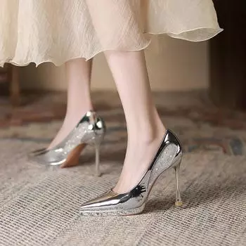 Высокие каблуки Летние однотонные босоножки Chaussures женские темпераментные роскошные 2024 тонкие каблуки sapatos свадебная вечеринка толстая подошва Zapatilla 34 чёрный