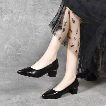 Высокие каблуки Рабочая обувь Одиночные туфли 34 чёрный