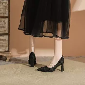 Высокие каблуки женские новые весенние остроносые свадебные туфли туфли-шпильки одинарные 34