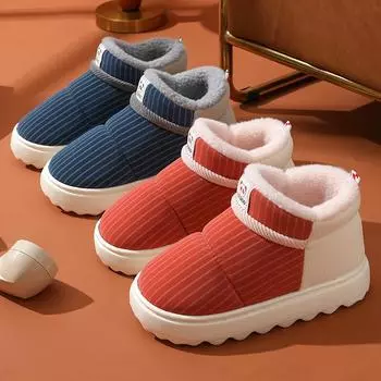 Высокие кожаные хлопковые ботинки с верхом из полиуретана, водонепроницаемые, их можно носить на улице, а нескользящие плюшевые короткие ботинки сохранят тепло зимой 26-2718