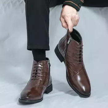 Высокие кожаные туфли Повседневная деловая обувь для мужчин Платье Tenis De Hombre Мокасины Mokasin Tenis Caballero Дизайнерские кроссовки 38 чёрный