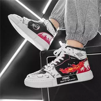 Высокие кроссовки для пар, модные мужские/женские туфли для доски, размер 35-44 35 красный