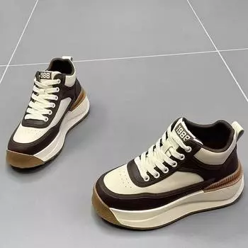 Высокие кроссовки для женщин, весенние новые модные универсальные туфли на платформе с увеличенным верхом, удобные в носке, женская повседневная обувь 35