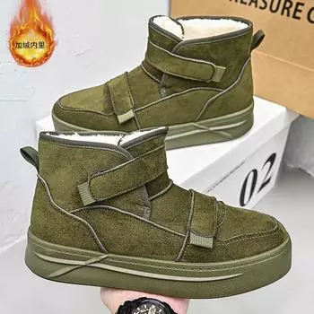 Высокие кроссовки мужские дизайнерские зимние плюшевые теплые зимние ботинки модные повседневные замшевые верхние увеличенные туфли на плоской платформе для сноуборда 39