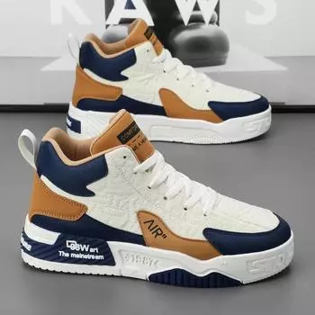 Высокие кроссовки мужские нескользящие туфли на плоской подошве дышащие повседневные модные студенческие кроссовки баскетбольные воздушные силы zapatos 39 оранжевый