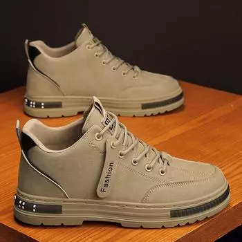 Высокие кроссовки мужские весна осень повседневная обувь модные украшения мужские кроссовки ретро инструментальная обувь спортивная и досуговая обувь 39 хаки