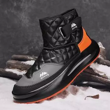 Высокие кроссовки мужские зимние плюшевые зимние ботинки модные повседневные из микрофибры кожа пух верх увеличенная платформа обувь для сноуборда 44