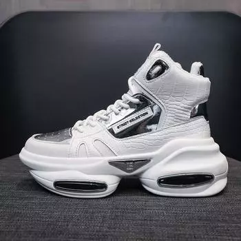 Высокие кроссовки женские зимние теплые туфли женские модные увеличивающие рост 7 см женские кроссовки толстые женские кроссовки Basket Femme 35 чёрный