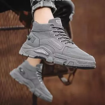 Высокие мужские ботинки 2025 года, летняя новая рабочая одежда, стиль для активного отдыха, пешего туризма, охраны труда, работы на стройплощадке, противоскользящие износостойкие ботинки Martin 39 чёрный