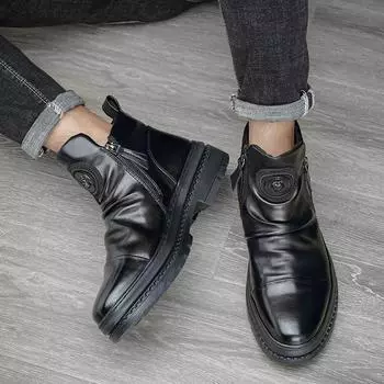 Высокие мужские ботинки с застежкой-молнией, легкие дизайнерские классические мужские туфли, хит продаж, обувь с нескользящей подошвой, распродажа, низкие цены, дешево 39