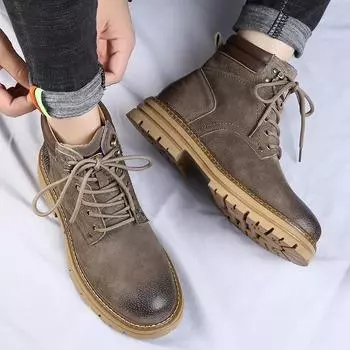 Высокие мужские ботинки в британском стиле, кожаные ботильоны в стиле ретро, мужские ботинки челси, повседневная обувь на платформе, осенне-зимние теплые мягкие ботинки 38