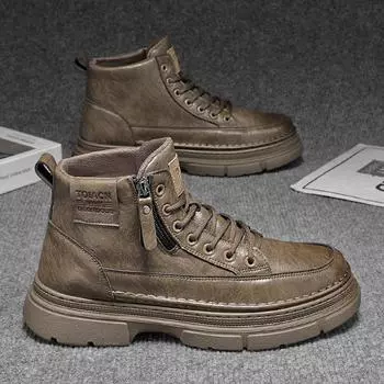 Высокие мужские ботинки зимние на толстой подошве с нескользящей подошвой для работы на стройплощадке, для работы, для страхования, кожаные ботинки мужские, для улицы, черные, универсальные, среднего размера, M 39
