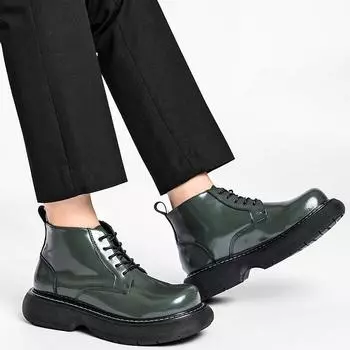 Высокие мужские кожаные туфли Модный европейский и американский дизайнерский стиль Модная обувь для отдыха на природе Повседневная офисная молодежная обувь 38 чёрный