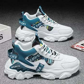 Высокие мужские туфли модный бренд осень молодежный спорт бег повседневный кожа поверхность водонепроницаемый студент интернет знаменитость платформа папы обувь 39