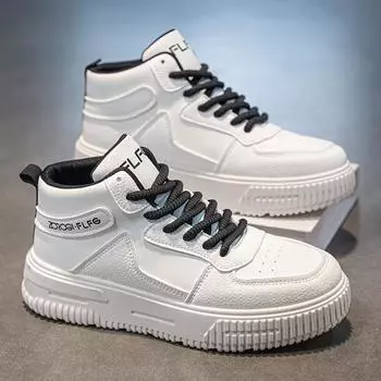 Высокие мужские туфли осень 2024 года, новый мужской спортивный и досуговый тренд, универсальные кожаные водонепроницаемые и нескользящие туфли для доски небольшого размера 35