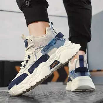 Высокие мужские туфли осень-зима 2024 года новые универсальные молодежные спортивные и развлекательные туфли на толстой подошве модные туфли Putian dad 39