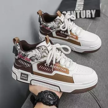 Высокие мужские туфли осень-зима 2024 года, новые молодежные спортивные и развлекательные туфли на платформе, нишевая тенденция, универсальные маленькие белые туфли для досок 39