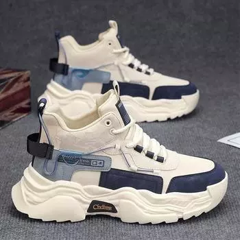 Высокие мужские туфли осень-зима 2024 года новые универсальные молодежные спортивные и развлекательные туфли на толстой подошве модные туфли Putian dad 39