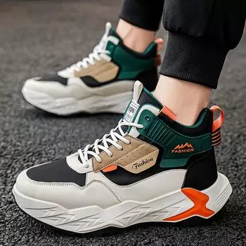 Высокие мужские туфли осень-зима 2024 новый модный бренд молодежные спортивные и досуговые туфли на толстой подошве с нескользящей подошвой для папы 39