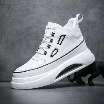 Высокие мужские туфли осень-зима новые модные мужские туфли на толстой подошве с воздушной подушкой белые туфли для спорта и отдыха на доске универсальная модная обувь 38