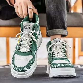 Высокие мужские туфли весна aj Putian средняя спортивная обувь для сноубординга для мальчиков средней школы корейская версия универсальная модная повседневная обувь толстая подошва 39