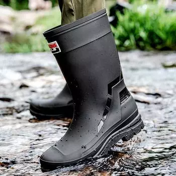 Высокие мужские водонепроницаемые сапоги Plus Velvet Теплые резиновые сапоги для рыбалки на открытом воздухе Водонепроницаемые резиновые сапоги для садоводства Длинные рабочие водонепроницаемые сапоги 39