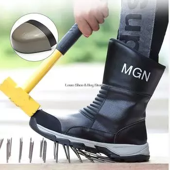 Высокие мужские защитные ботинки со стальным носком, кевларовые, устойчивые к проколам, противоскользящие рабочие ботинки, обувь для сварщиков, мужские зимние защитные ботинки, новые 37