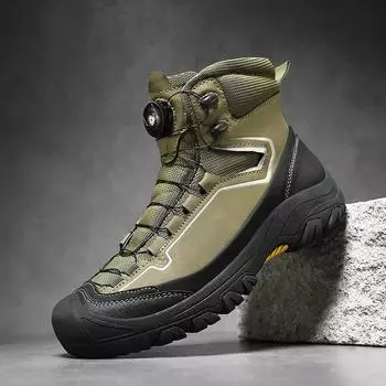 Высокие мужские зимние ботильоны, дизайнерские роскошные толстые мотоциклетные ботинки, ботинки из натуральной кожи, брендовые походные ботинки на шнуровке 39 чёрный