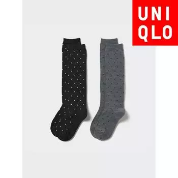 Высокие носки UNIQLO JAPAN GIRLS HEATTECH 2 ПАРЫ 09 BLACK/1620