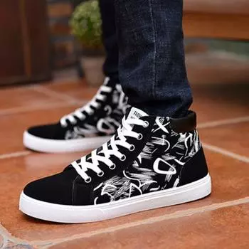 Высокие парусиновые туфли, модные легкие ботильоны, весенние кроссовки на платформе для мужчин, новые повседневные туфли на шнуровке для мужчин 39