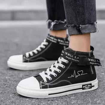 Высокие парусиновые туфли со шнурками. Тканевые туфли с цветочным узором для мальчиков. Модная танцевальная обувь для скейтбординга. Спортивная обувь для детей старшего возраста средней высоты. Повседневная обувь. 31