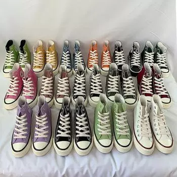 Высокие парусиновые туфли, женские весенне-осенние новые студенческие универсальные кроссовки в стиле ретро 40