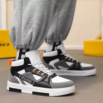 Высокие повседневные кроссовки мужские осенние новинки ретро дышащие мужские туфли толстая подошва усиливающая тренд спортивная обувь мужская 39