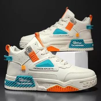 Высокие повседневные кроссовки Осенние мужские ботинки на платформе Модные туфли для скейтбординга на шнуровке Универсальная обувь для студентов Botas Para Hombre 39 бежевый