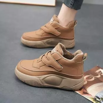 Высокие повседневные туфли женские с мягкой подошвой осенние туфли для студентов корейской версии универсальные осенне-зимние новые женские кроссовки K 35 коричневый