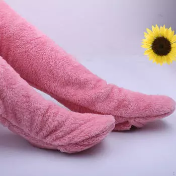 Высокие пушистые носки выше колена, уютные тапочки для гостиной, домашнего офиса