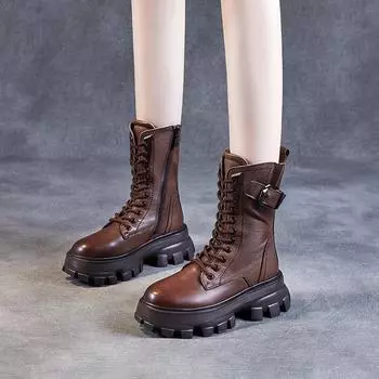 Высокие ретро-туфли Muffin, ботинки Martin 35 чёрный