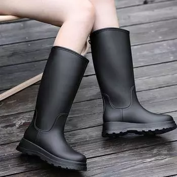 Высокие резиновые сапоги для женщин, модная верхняя одежда, нескользящие, водонепроницаемые, износостойкие интегрированные резиновые ботинки, длинные резиновые сапоги с мягкой подошвой 35