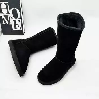 Высокие сапоги 2024 Новое поступление зимние женские ботинки из натуральной кожи женские зимние сапоги толстые плюшевые сапоги женская обувь теплая обувь 34 горячий розовый