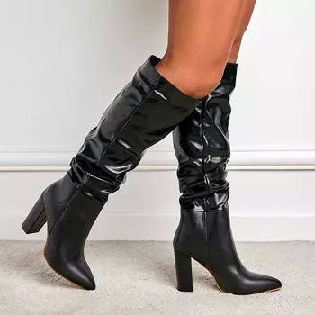 Высокие сапоги для женщин, размер черный сетчатый модный острый носок женские сапоги толстые каблуки длинные сапоги 40 бежевый