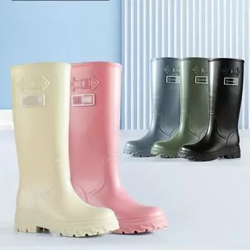 Высокие сапоги для женщин, резиновые сапоги для дождя, водонепроницаемые галоши, защитные сапоги для сада, женская обувь Botas Lluvia Femenina 36 бежевый