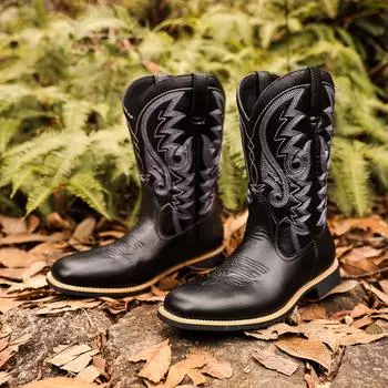 Высокие сапоги Мужские ботинки ручной работы с вышивкой в стиле ретро Ковбойские сапоги в стиле вестерн Сапоги с острым носком Уличная мужская обувь с ручной вышивкой 38 коричневый