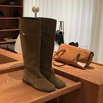 Высокие сапоги, но сапоги до колена, женские ретро кожаные универсальные сапоги с пряжкой на ремне, сапоги Martin, сапоги в стиле рыцаря 35 коричневый