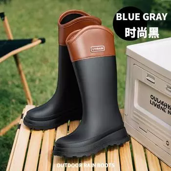 Высокие сапоги-трубы, модные женские сапоги-трубы, водонепроницаемая обувь для улицы, резиновые сапоги, утолщенные, длинные сапоги-трубы, водонепроницаемые сапоги 36